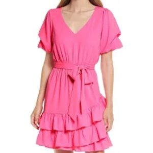 Elegant Pink Ruffle Dress